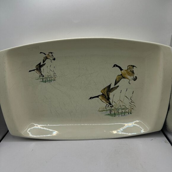 Vintage Lladró Porcelain Rectangular Serving Platter With Flying Geese Design - Picture 1 of 10